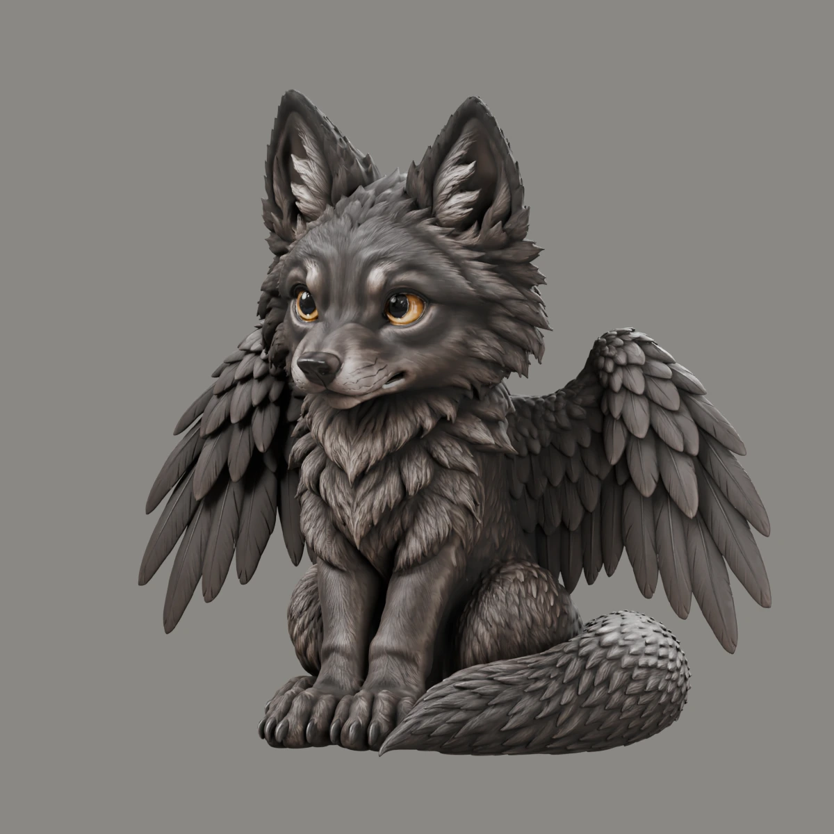 Amaris · Geflügelter Wolfswelpe · Ansicht 2