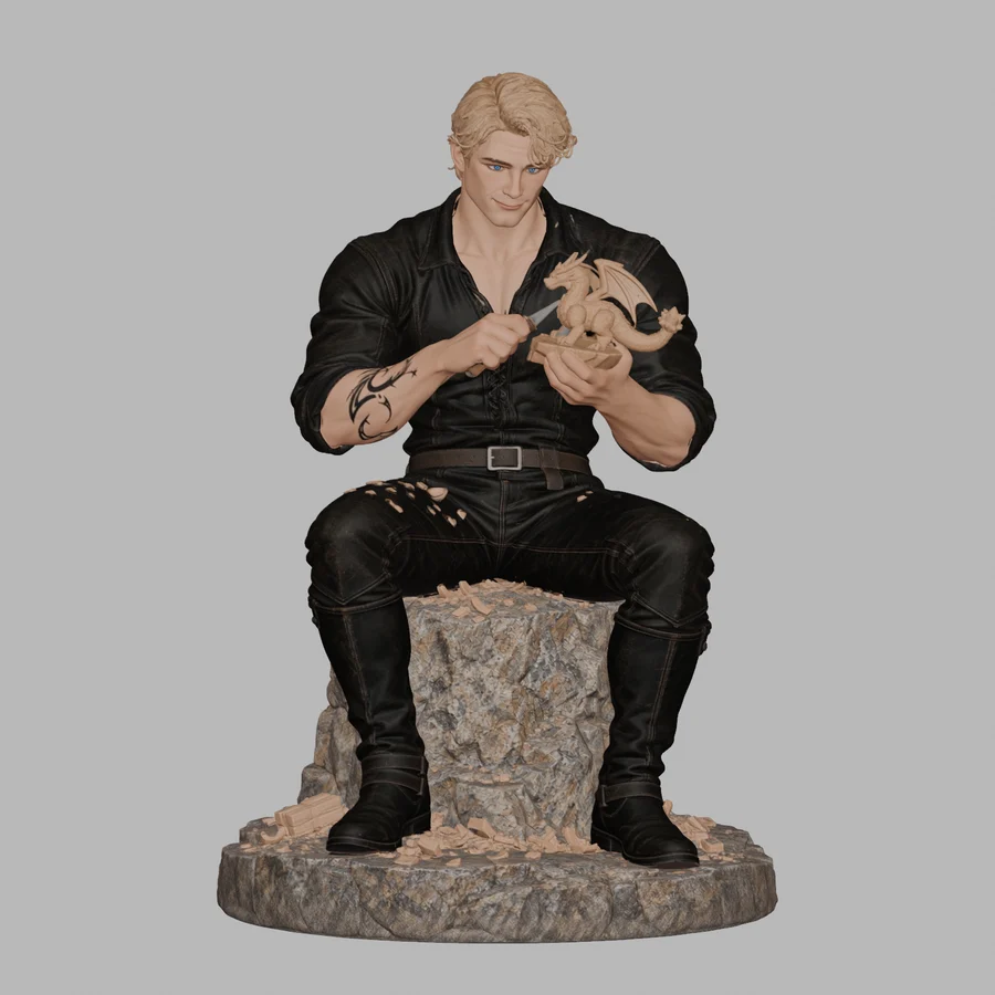Liam, carving Tairn · 3D