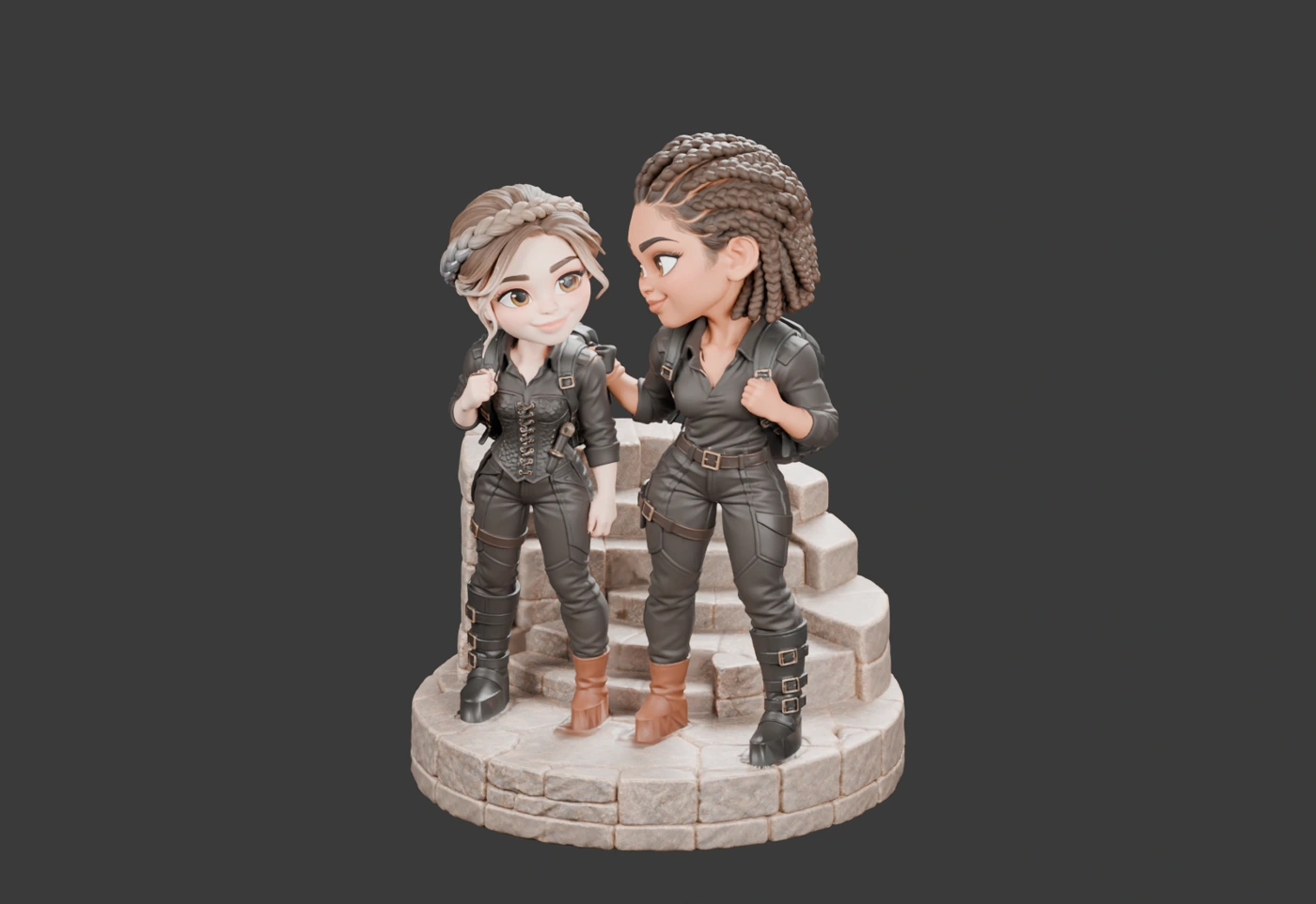 Violet und Rhiannon · Freundschaft auf der Treppe · Ansicht 5