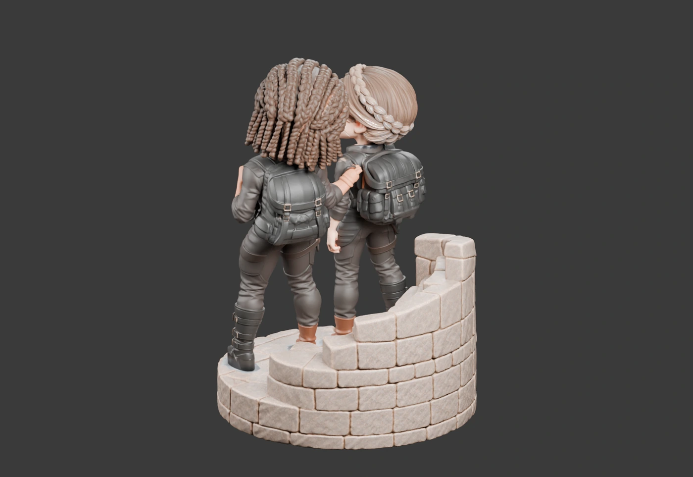 Violet und Rhiannon · Freundschaft auf der Treppe · Ansicht 8