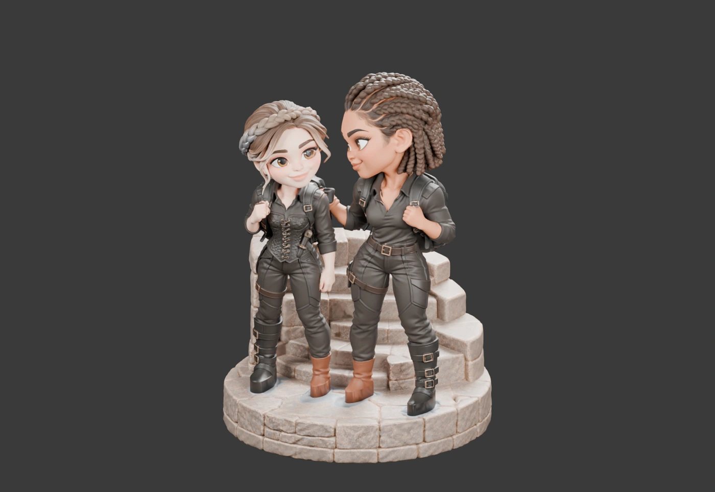 Violet und Rhiannon · Freundschaft auf der Treppe · Ansicht 7
