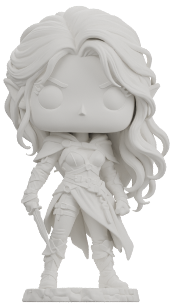 Raeve · Estilo Funko · Vista del modelo para impresión en resina